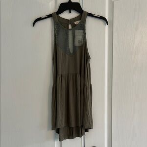 Brand new Olive tank top with Mesh Detail